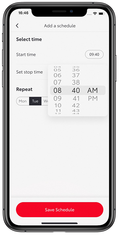 Phone screen showing saved smart charging preferences within the MyToyota app 