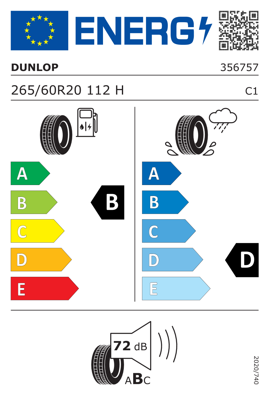 Image of tyre specifications with eprel code 1847697